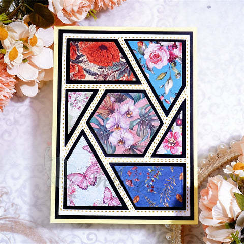 Inlovearts Hollow Hexagon and Line Background Board Cutting Dies