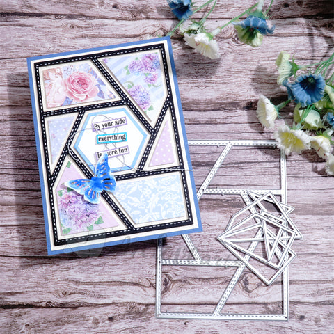 Inlovearts Hollow Hexagon and Line Background Board Cutting Dies