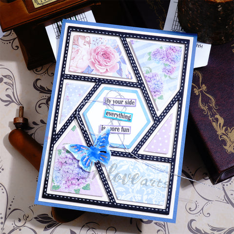 Inlovearts Hollow Hexagon and Line Background Board Cutting Dies
