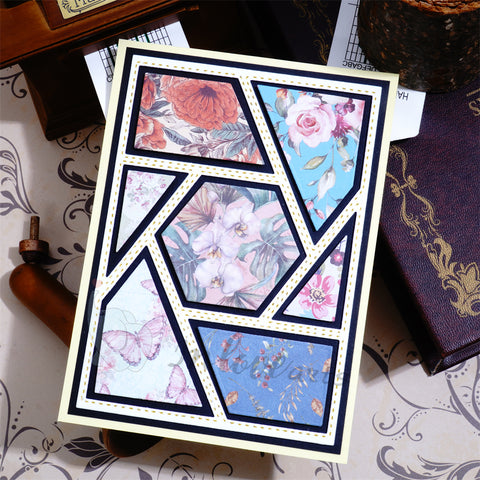 Inlovearts Hollow Hexagon and Line Background Board Cutting Dies