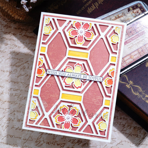Inlovearts Hollow Rhombus and Flower Background Board Cutting Dies