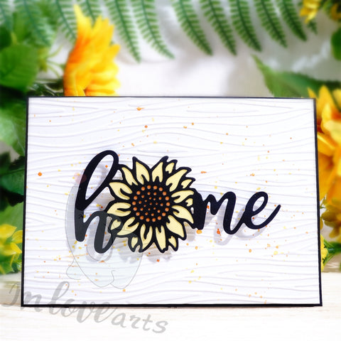 Inlovearts Home Word with Sunflower Cutting Dies