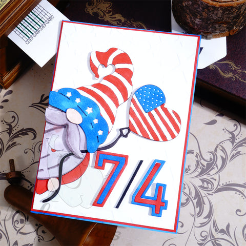 Inlovearts Independence Day Theme Gnome Holding Balloon Cutting Dies