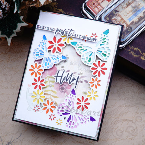Inlovearts Lace Flower and Butterfly Background Board Cutting Dies