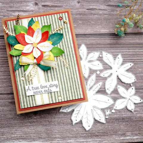 Inlovearts Layered Christmas Leaves Cutting Dies
