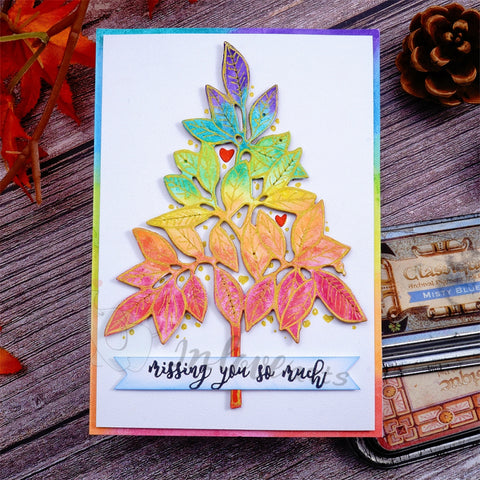 Inlovearts Leaves on Christmas Tree Cutting Dies