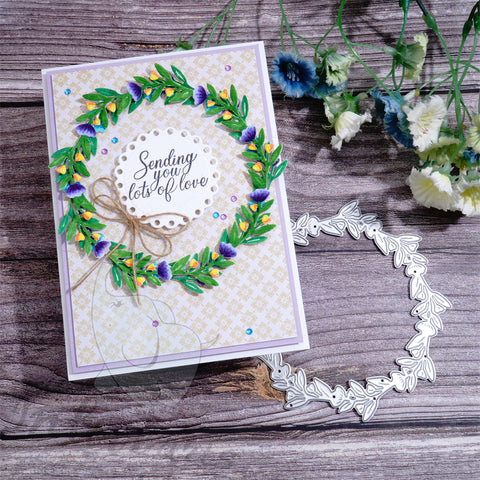 Inlovearts Little Flower and Leaf Round Frame Cutting Dies