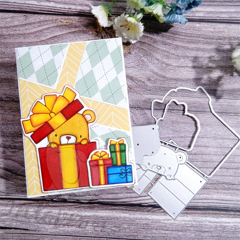 Inlovearts Lovely Bear in Gift Box Cutting Dies