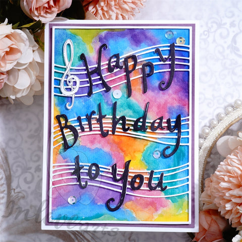 Inlovearts Musical Score and Words Background Board Cutting Dies