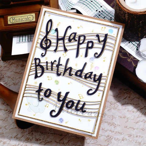 Inlovearts Musical Score and Words Background Board Cutting Dies