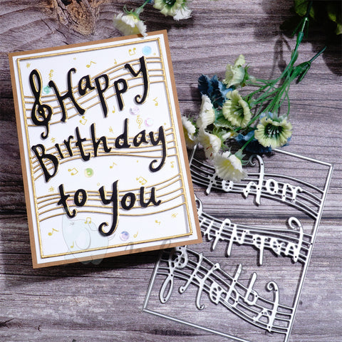 Inlovearts Musical Score and Words Background Board Cutting Dies