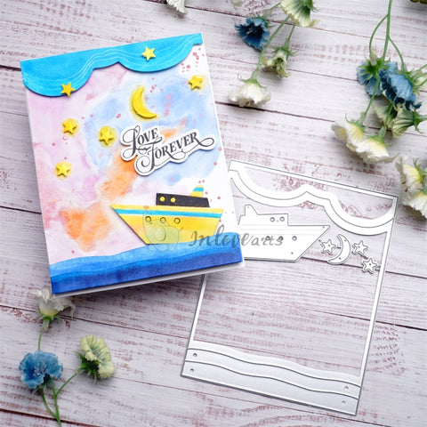 Inlovearts Night Boat Background Board Cutting Dies