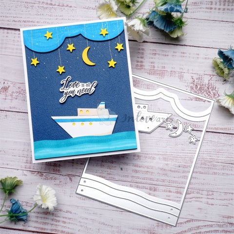 Inlovearts Night Boat Background Board Cutting Dies