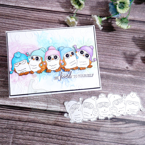 Inlovearts Owls Standing in a Row Cutting Dies