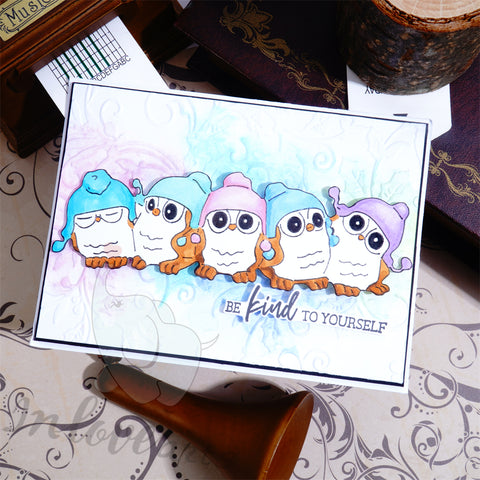 Inlovearts Owls Standing in a Row Cutting Dies
