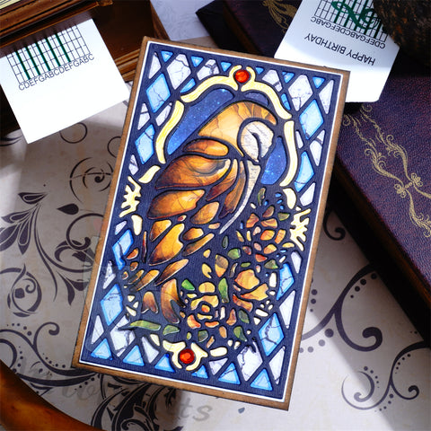 Inlovearts Owl with Vintage Pattern Background Board Cutting Dies