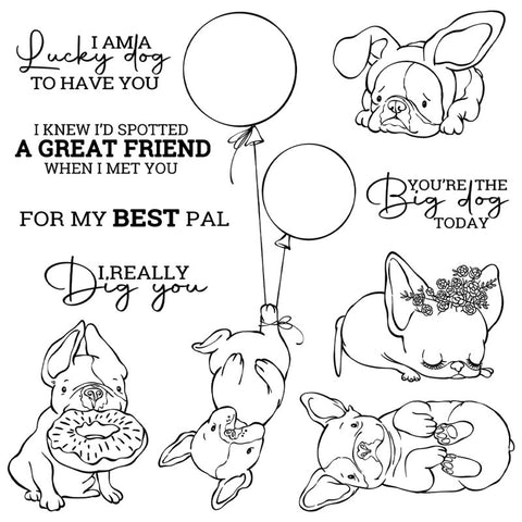 Inlovearts Pet Dog and Balloon Die with Stamps Set