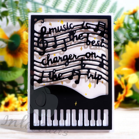 Inlovearts Piano and Music Note Background Board Cutting Dies