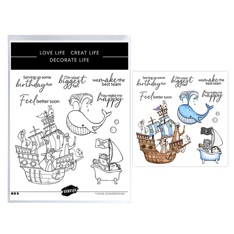 Inlovearts Pirate Sailing Ship Dies with Stamps Set