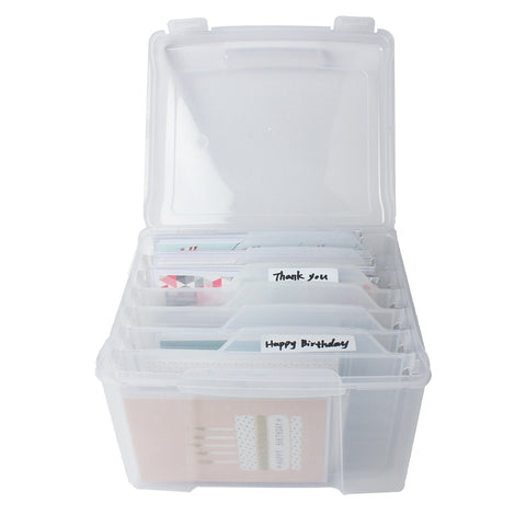 Inlovearts Plastic Storage Box - with 6 Tabbed Dividers