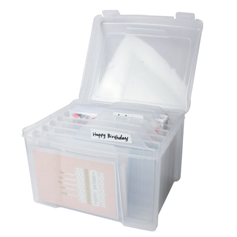 Inlovearts Plastic Storage Box - with 6 Tabbed Dividers