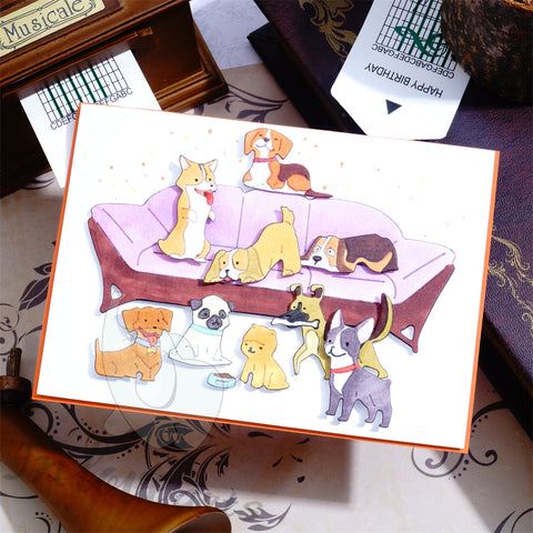 Inlovearts Puppies on the Sofa Cutting Dies
