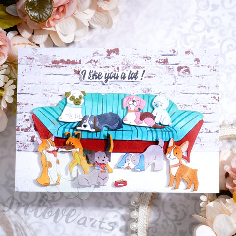 Inlovearts Puppies on the Sofa Cutting Dies