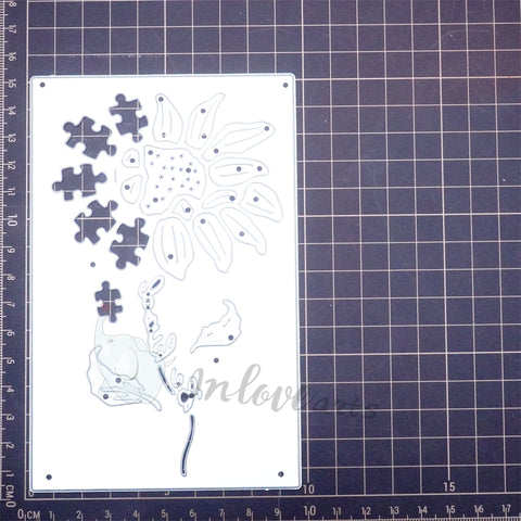 Inlovearts Puzzle and Flower Background Board Cutting Dies