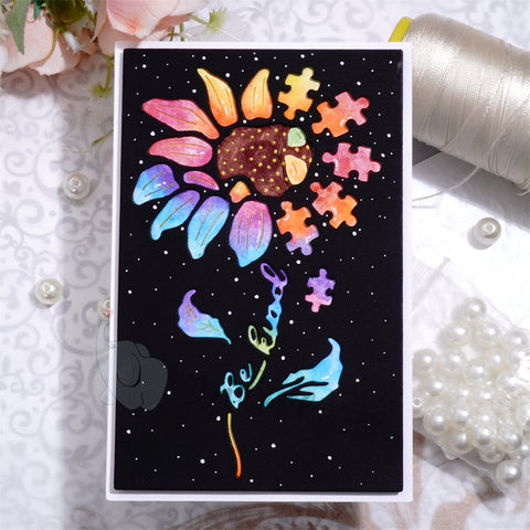 Inlovearts Puzzle and Flower Background Board Cutting Dies