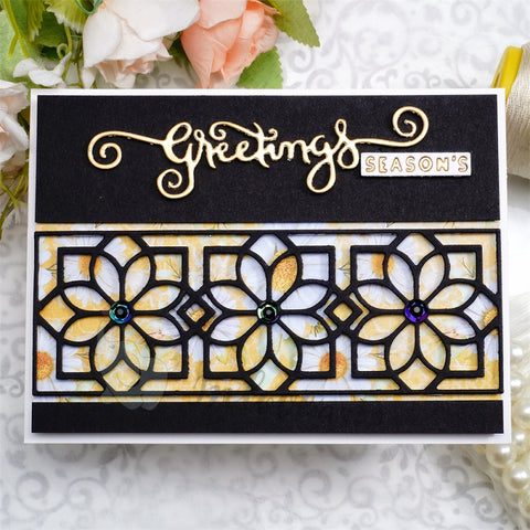 Inlovearts Rectangular Flower Border Cutting Dies