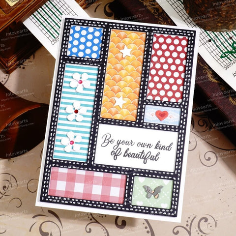 Inlovearts Rectangular Grid Pattern Background Board Cutting Dies