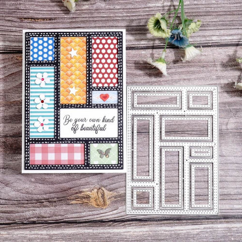 Inlovearts Rectangular Grid Pattern Background Board Cutting Dies