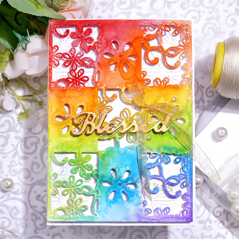 Inlovearts Rectangular Lace Flower Background Board Cutting Dies
