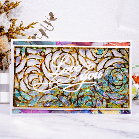 Inlovearts Rectangular Rose Background Cutting Dies