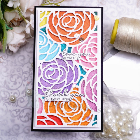 Inlovearts Rectangular Rose Background Cutting Dies