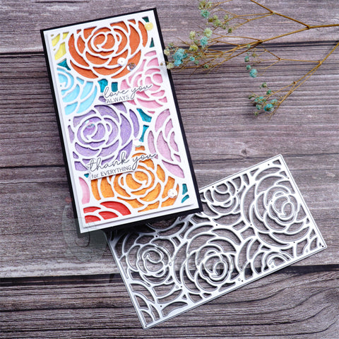 Inlovearts Rectangular Rose Background Cutting Dies