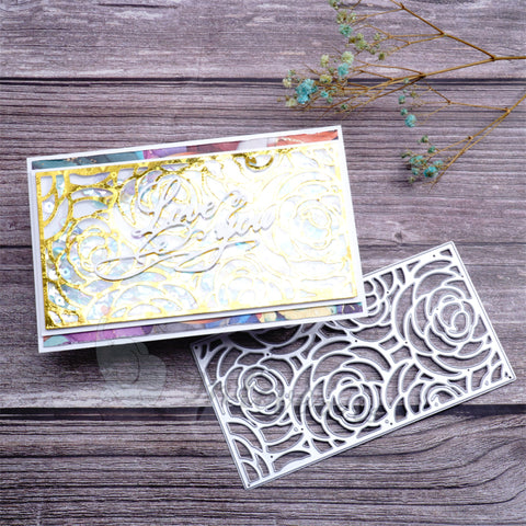Inlovearts Rectangular Rose Background Cutting Dies