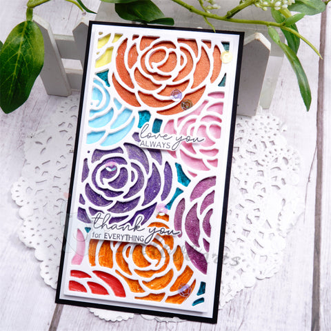 Inlovearts Rectangular Rose Background Cutting Dies