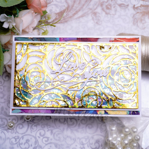 Inlovearts Rectangular Rose Background Cutting Dies