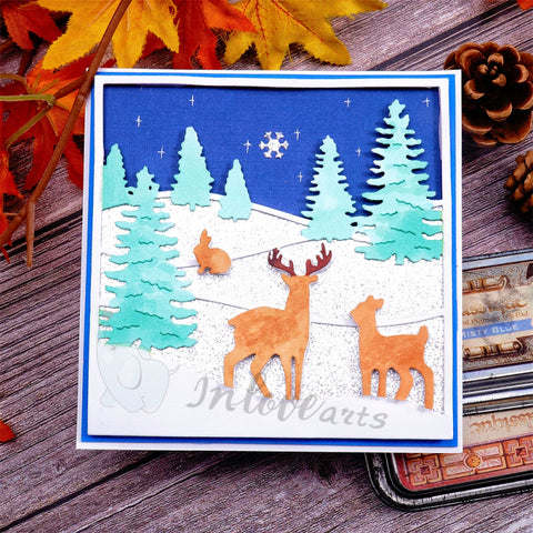 Inlovearts Reindeer and Forest Background Board Cutting Dies