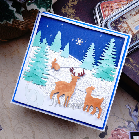 Inlovearts Reindeer and Forest Background Board Cutting Dies