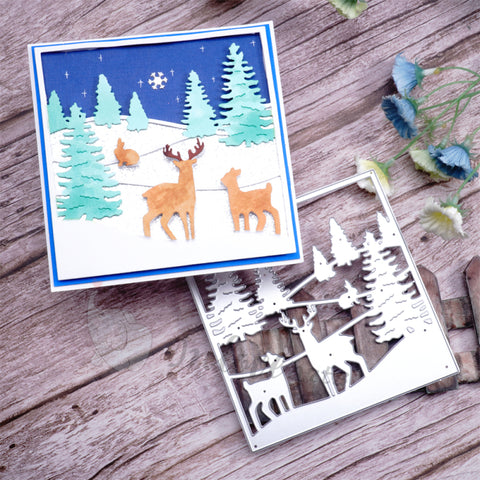 Inlovearts Reindeer and Forest Background Board Cutting Dies
