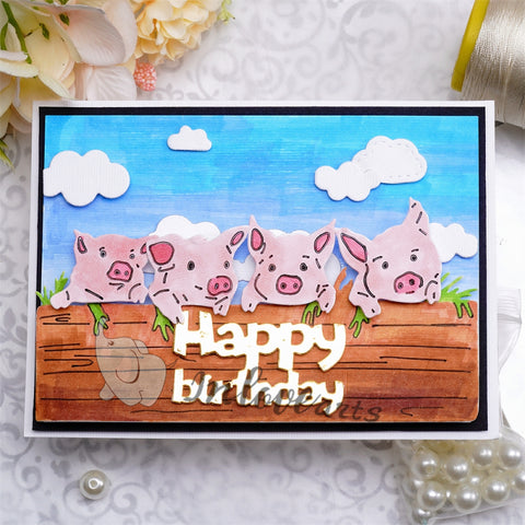 Inlovearts Row of Pigs Border Cutting Dies
