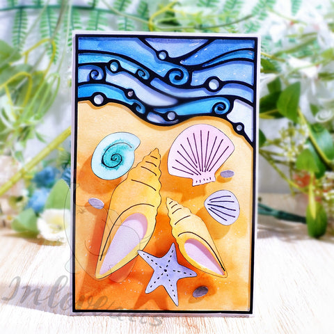 Inlovearts Seaside and Conches Background Board Cutting Dies