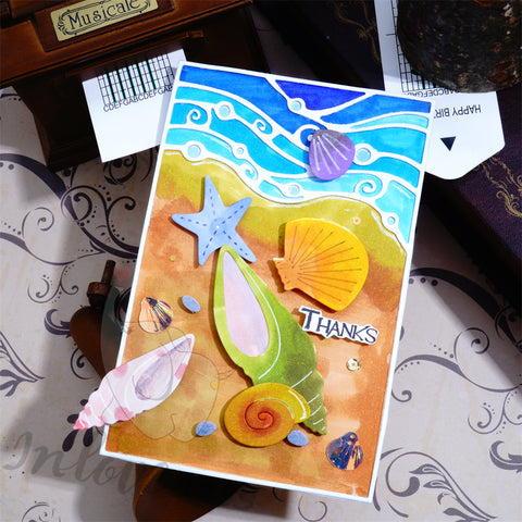 Inlovearts Seaside and Conches Background Board Cutting Dies