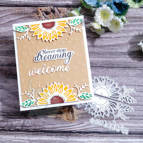 Inlovearts Semicircle Sunflower Border Cutting Dies