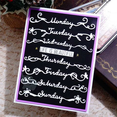 Inlovearts Seven Days Lace Pattern Word Cutting Dies