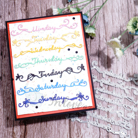 Inlovearts Seven Days Lace Pattern Word Cutting Dies