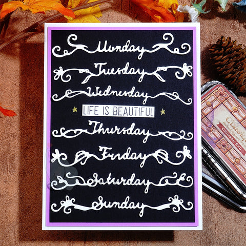 Inlovearts Seven Days Lace Pattern Word Cutting Dies