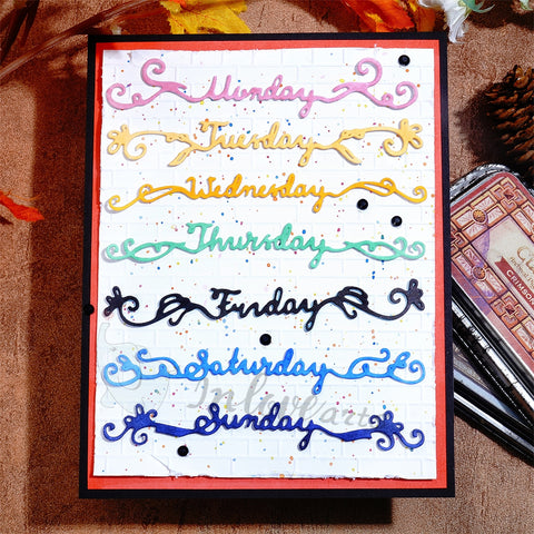 Inlovearts Seven Days Lace Pattern Word Cutting Dies